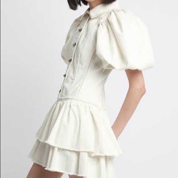 AJE Reclaim Denim Mini Dress Ivory • Size 10 • RRP $395 - Picture 7 of 16